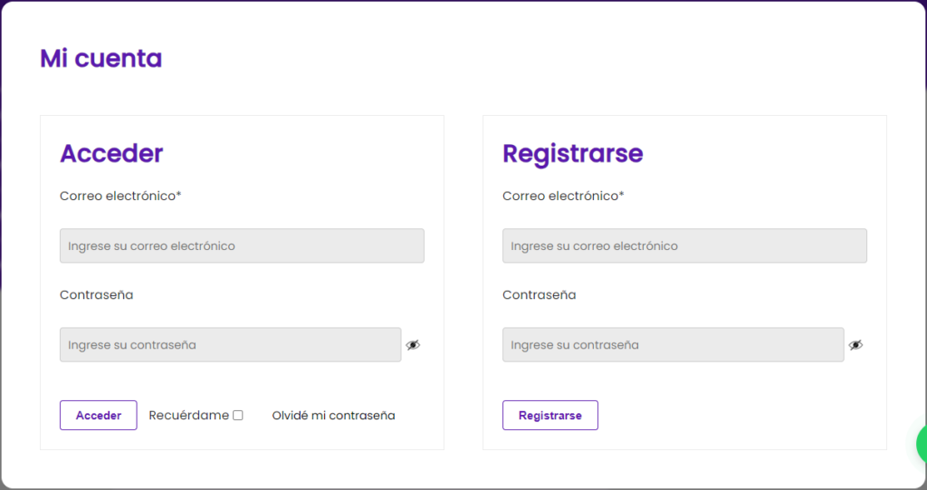 pantalla de registro en metraigo.com