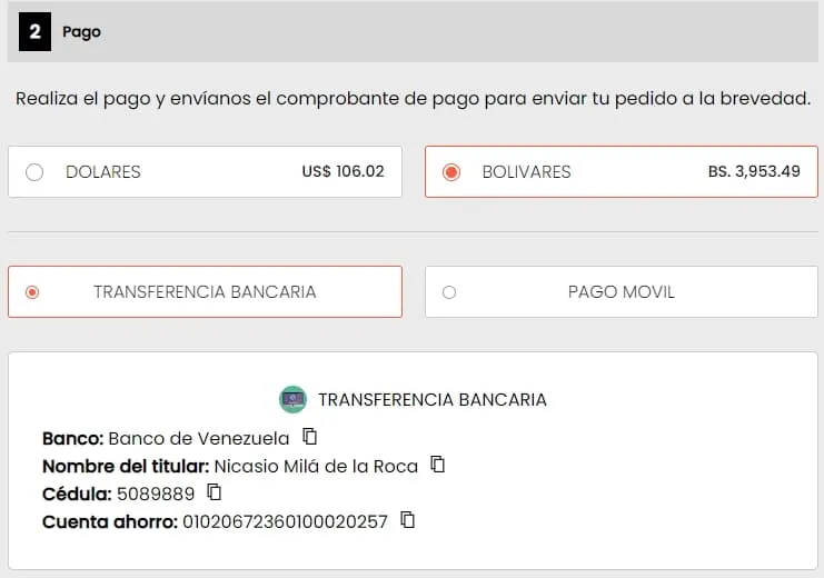 Datos para realizar la transferencia bancaria de tu compra en Amazon con Metraigo.com